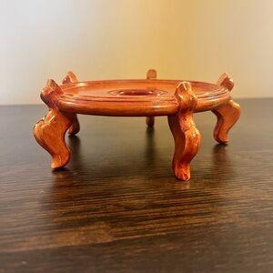 Vintage Wood Display Pot Planter Stand Hand Carved Asian